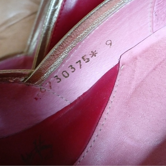John Fluevog Lip Service Mandaly Red Gold Leather Platform Heels 90s Y2K Size 9 - Picture 8 of 9